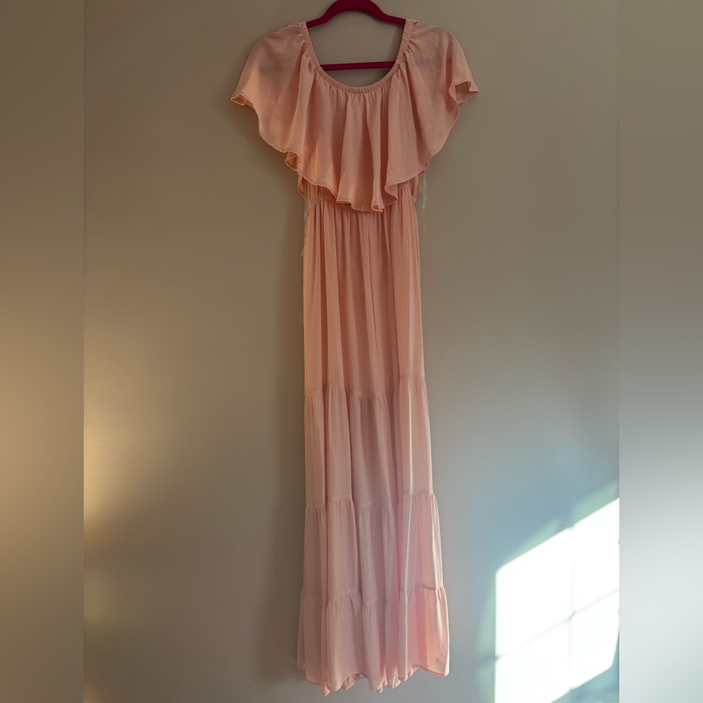 VENUS Soft Pink Maxi Dress with Ruffle Detail - Picture 3 of 6